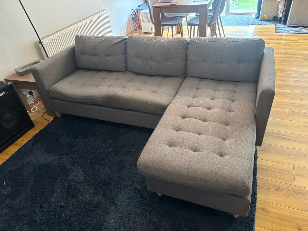 Sofa FALSLEV chaise longue grey fabric - Image 2