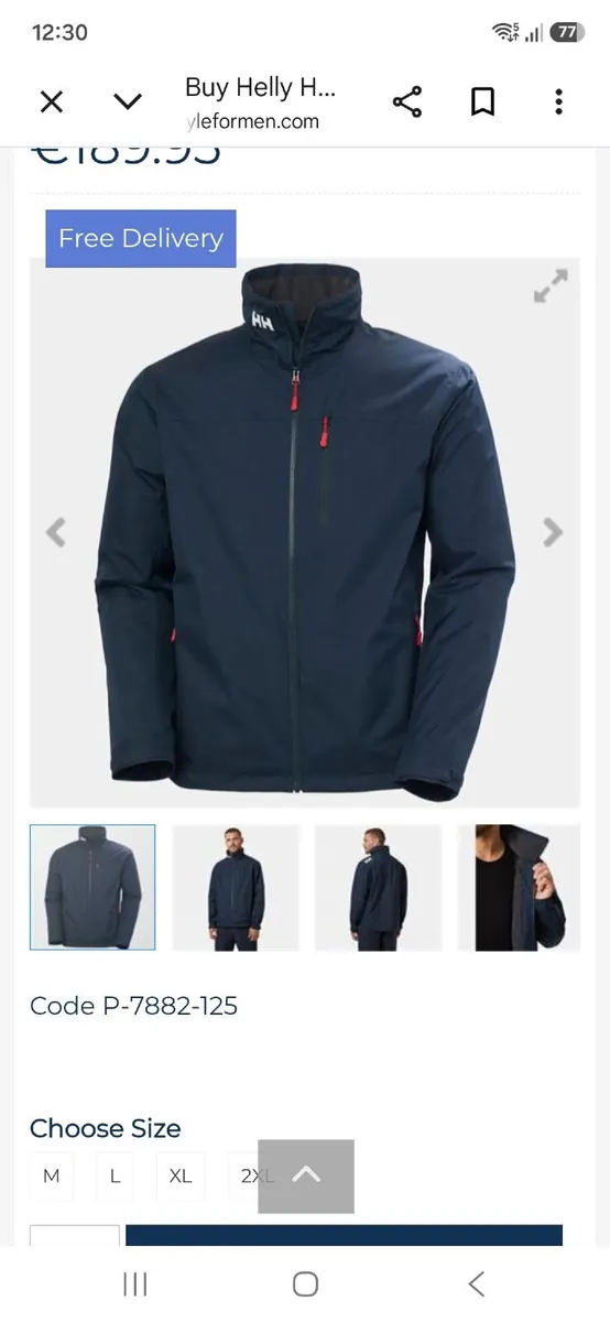 Helly Hansen Crew Midlayer Navy Jacket - Image 1