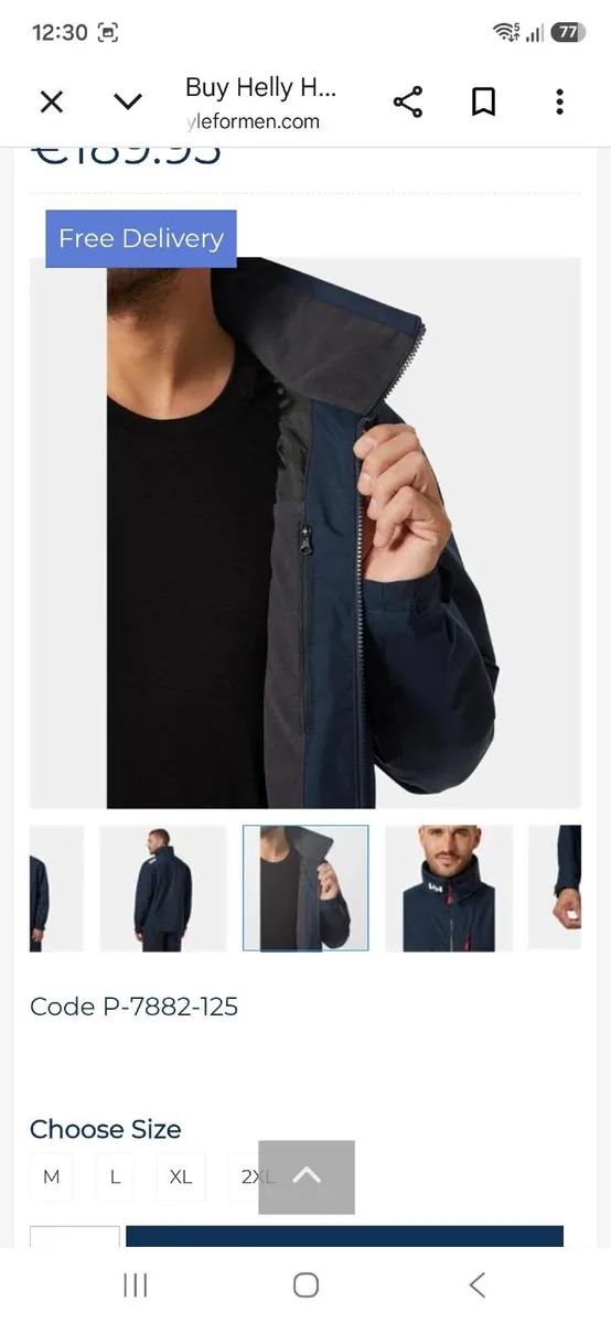 Helly Hansen Crew Midlayer Navy Jacket - Image 2
