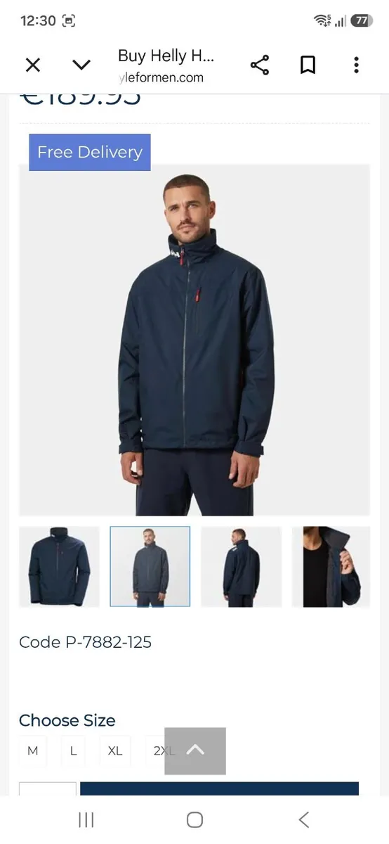 Helly Hansen Crew Midlayer Navy Jacket - Image 3