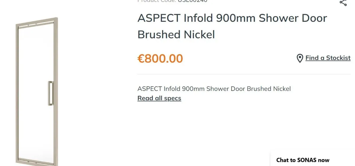 Sonas Aspect Infold Shower Door - Image 2