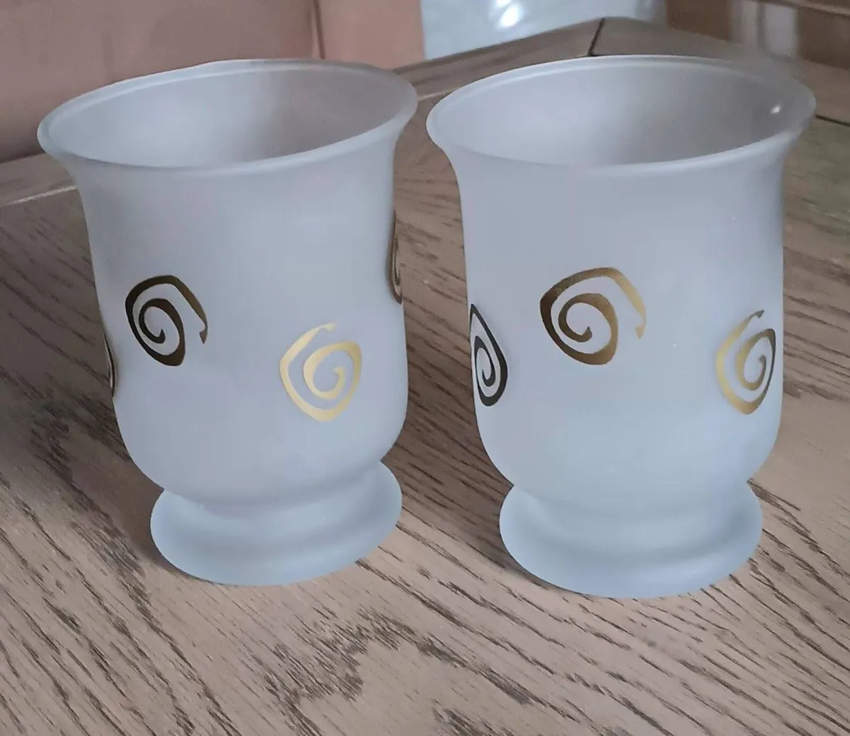 Pair of Frosted Glass Candle Holders - Image 2