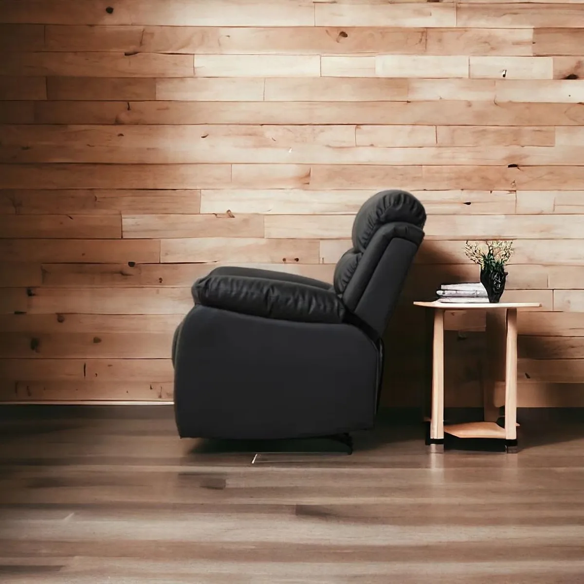 Single Recliner Chair Leather, Black - Brand new - Image 3