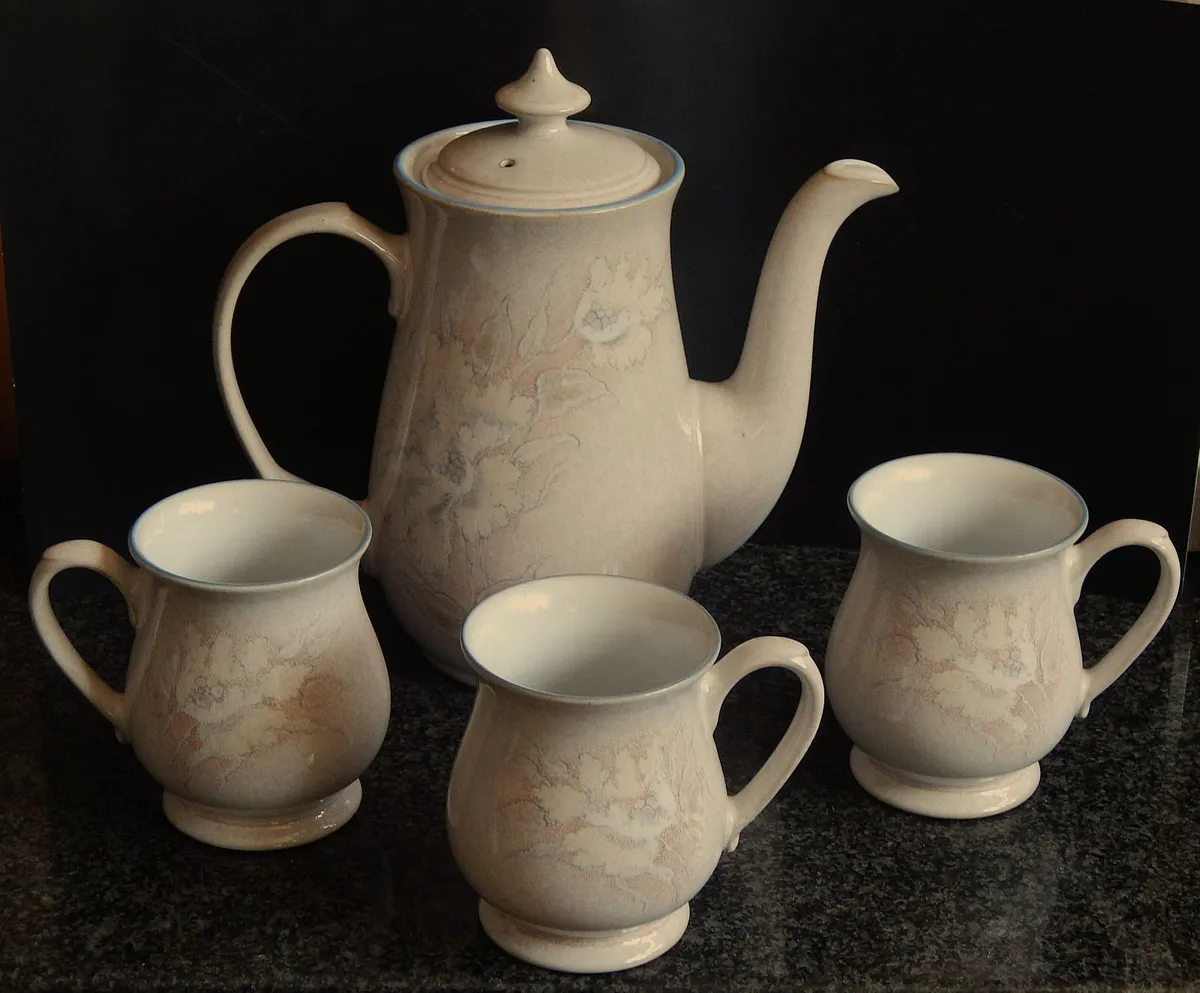 Denby Pottery Coffee Pot & 3 Mugs - Image 1