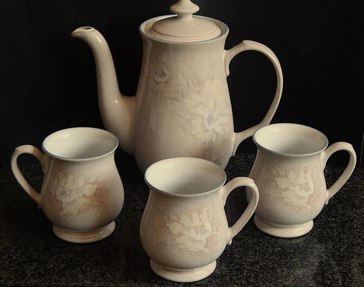 Denby Pottery Coffee Pot & 3 Mugs - Image 2