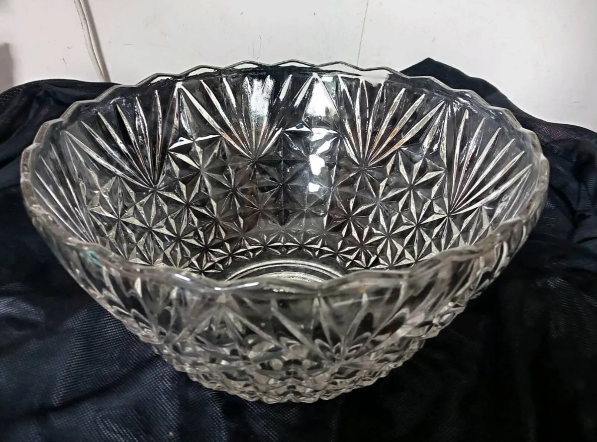 Vintage Glass Punch Bowl Set - Image 2