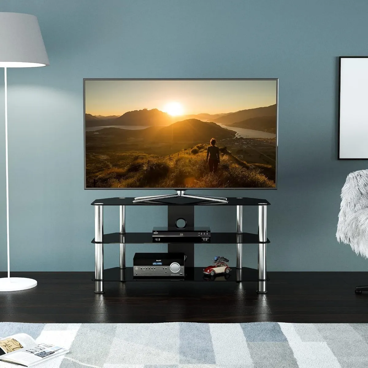 TV Stand Glass 100CM Wide with Shelves - Image 3