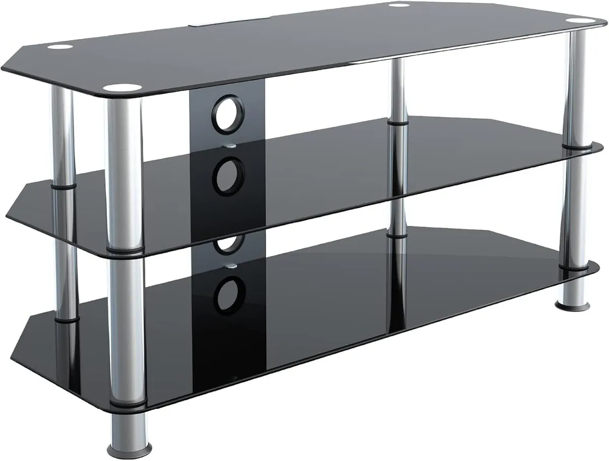 TV Stand Glass 100CM Wide with Shelves - Image 1