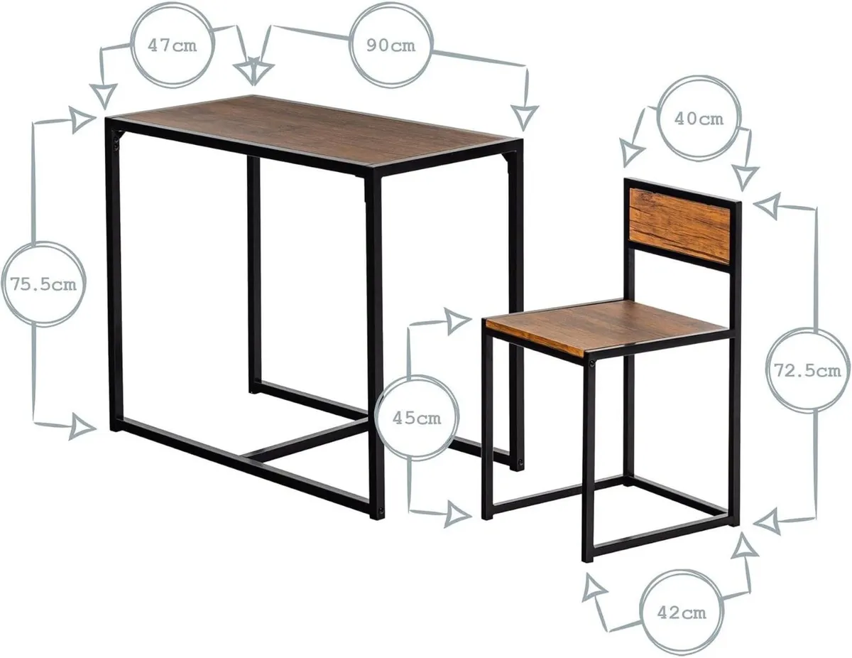 2 Seater Compact Dining Set 2 Chairs - Image 3