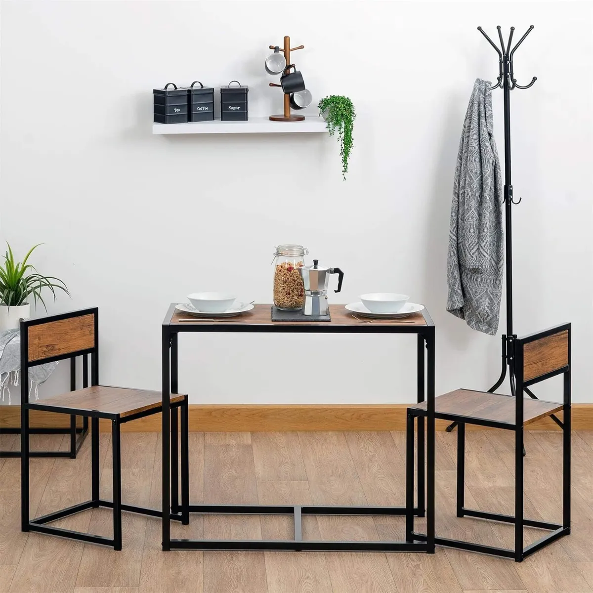 2 Seater Compact Dining Set 2 Chairs - Image 1