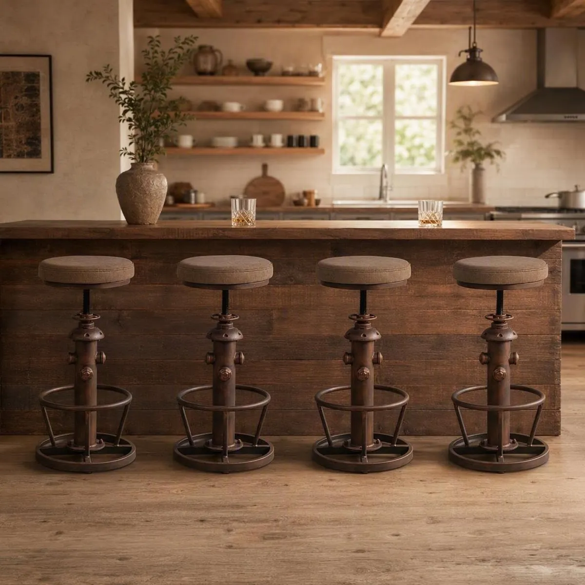 Vintage Swivel Bar Stools-Industrial Counter - Image 2