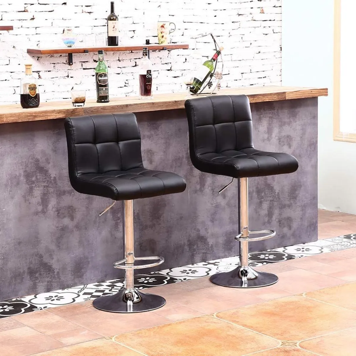 Bar Stool PU Leather with Backrest Height - Image 2