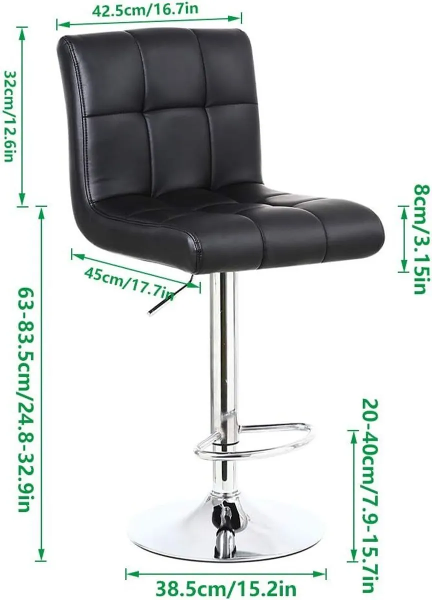 Bar Stool PU Leather with Backrest Height - Image 3