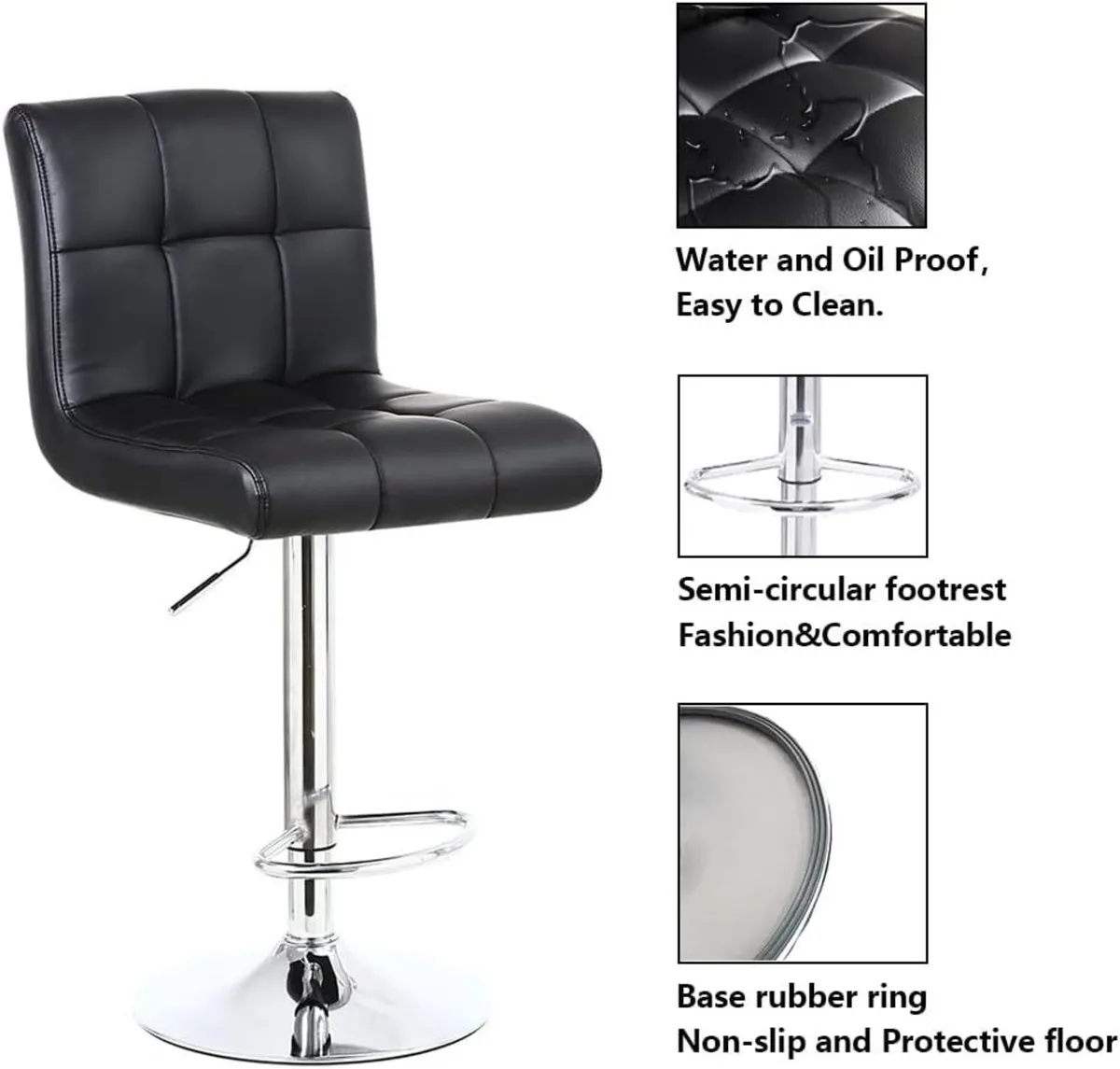 Bar Stool PU Leather with Backrest Height - Image 4