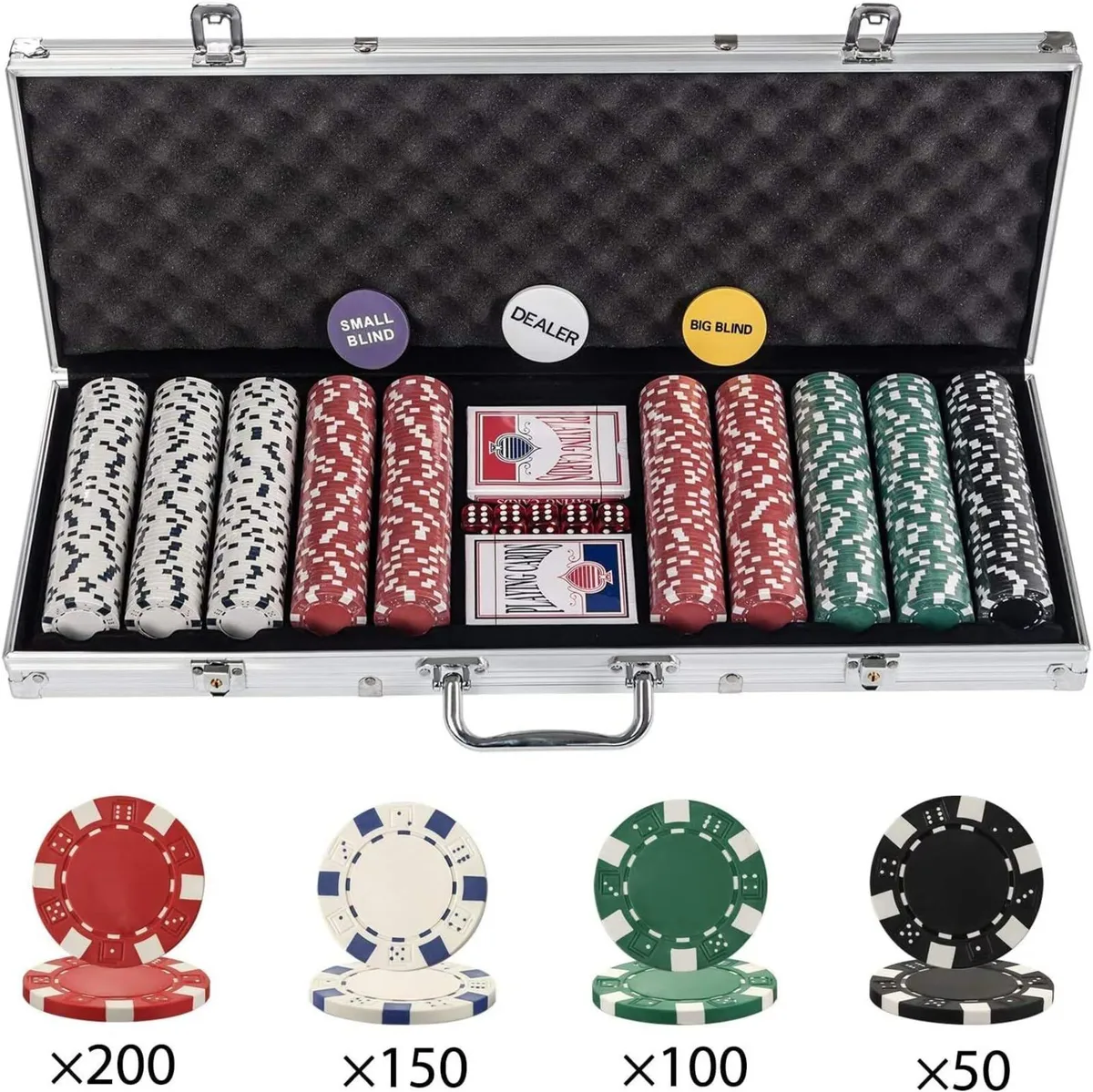 Texas Holdem Poker Chips Set with Aluminium Case - Image 4