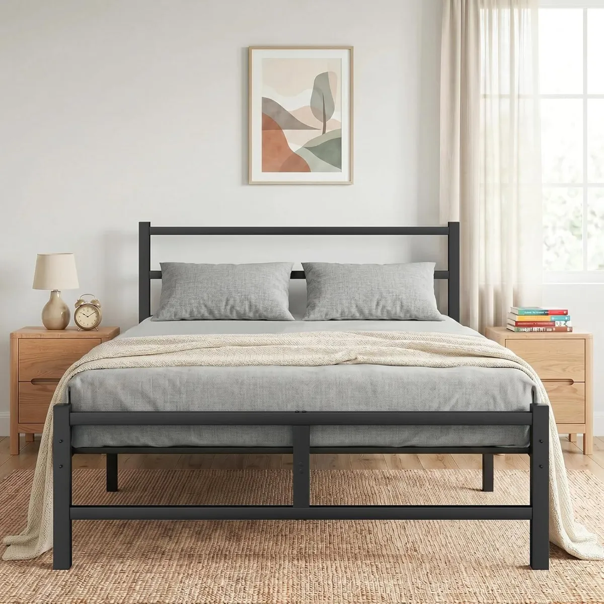 Bed Frame All Metal Slats Support Platform - Image 1