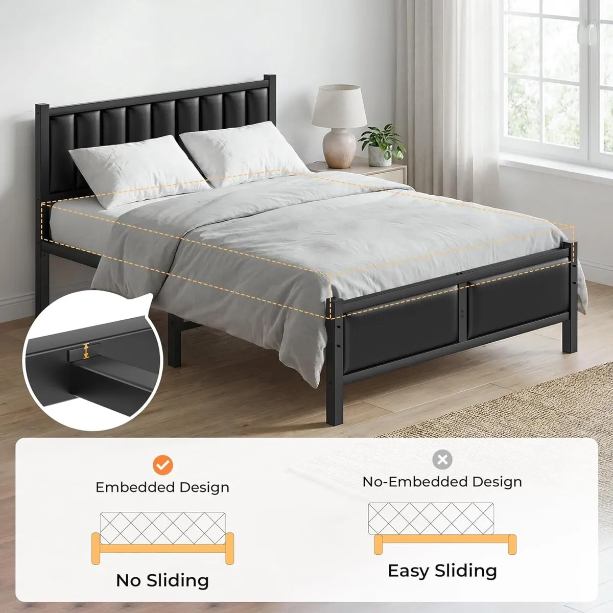 Bed Frame Heavy Duty Metal Slats Support - Image 4