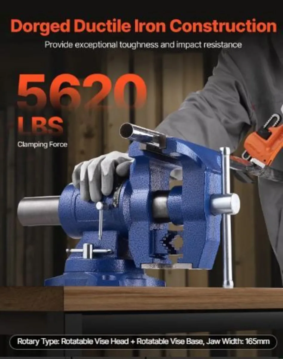 Heavy Duty Bench Vise, 165 mm / 6.5" Jaw Width - Image 3