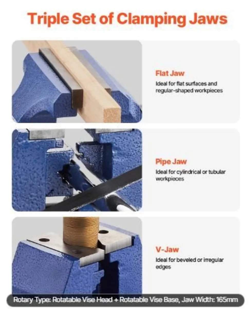Heavy Duty Bench Vise, 165 mm / 6.5" Jaw Width - Image 2