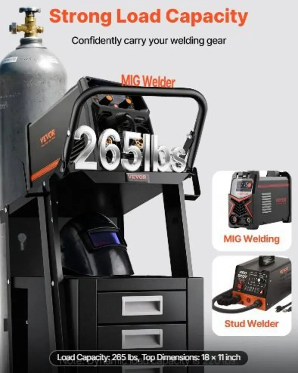 Welding Cart, 2-Tier 4 Drawers Welder Cart - Image 2