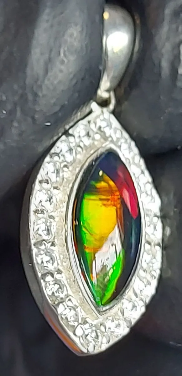 Ethiopian Black Opal 925 Silver Pendant with cz - Image 3