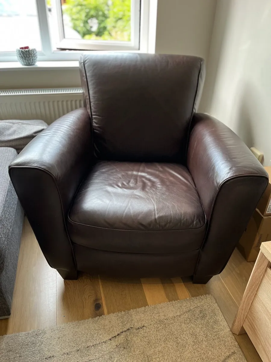 Two Seater Leather Couch and Armchair - Image 1