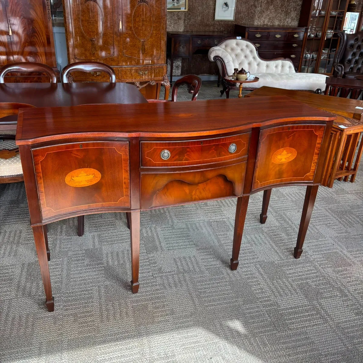 Vintage mahogany flamed bow-fronted sideboard - Image 1