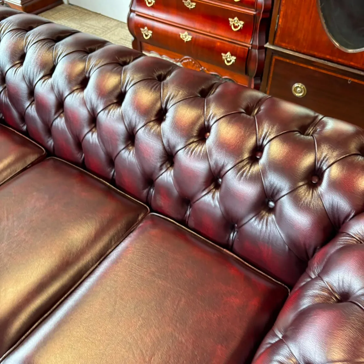 Chesterfield roll back 3 seater couch - Image 3