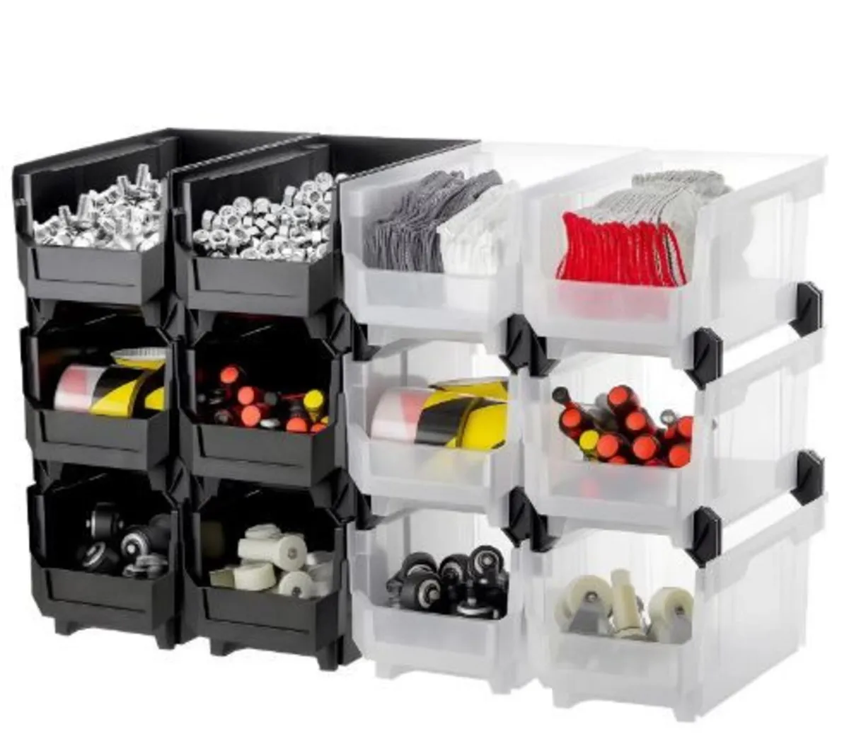 Plastic Stackable Storage Bins, 37.7 x 21.5 x 18 - Image 3