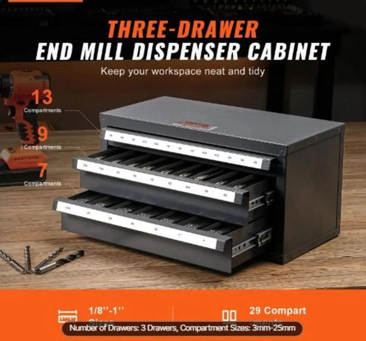 End Mill Dispenser Cabinet, Three-Drawer - Image 3