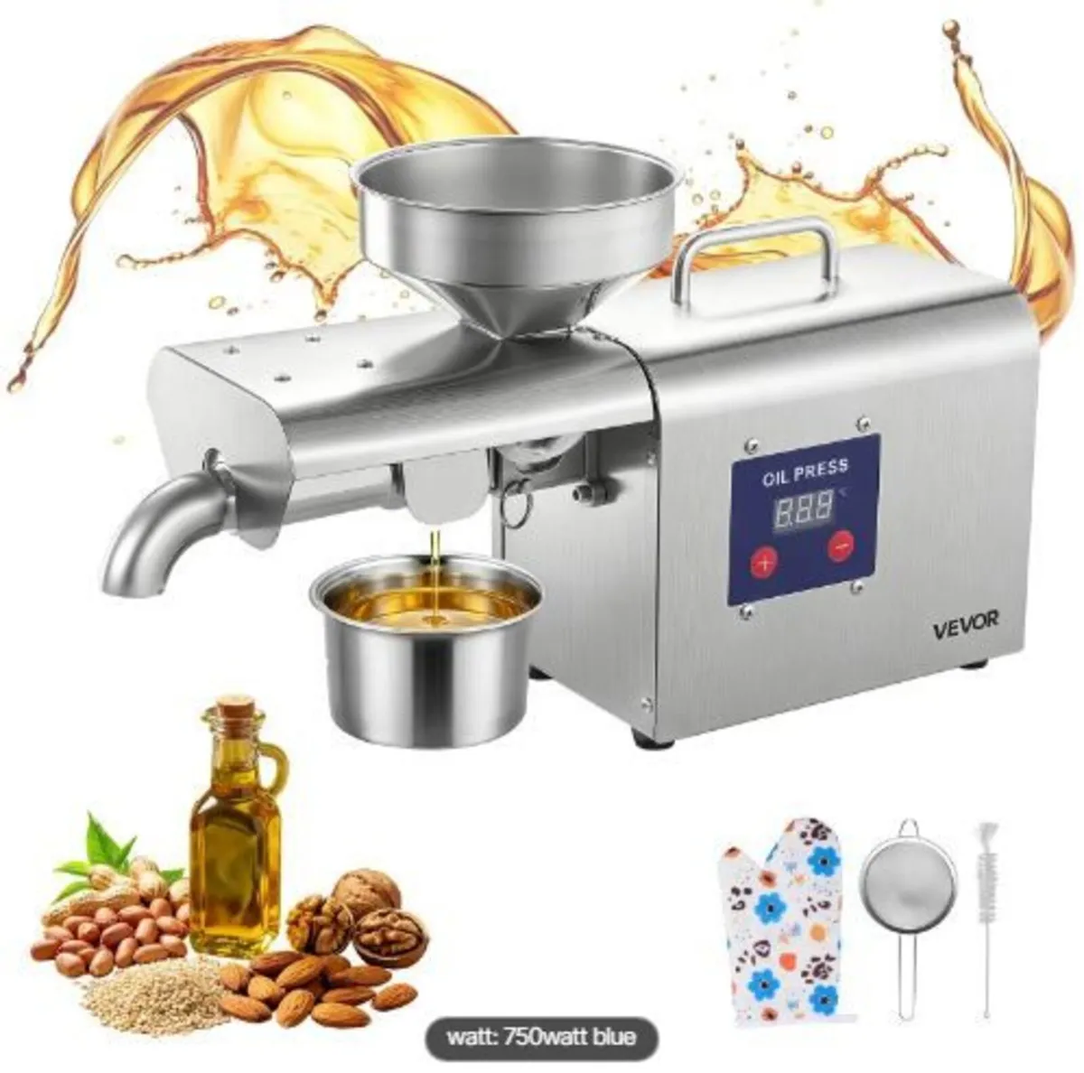 Oil Press Machine, 3.75KG/H Capacity, 750W - Image 1