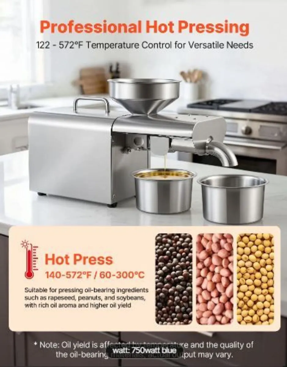 Oil Press Machine, 3.75KG/H Capacity, 750W - Image 3