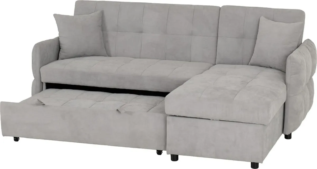 Silver Corner L Shape Sofa Bed With Storage - Image 3