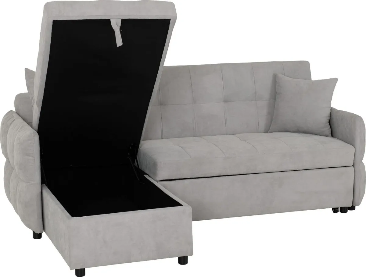 Silver Corner L Shape Sofa Bed With Storage - Image 4