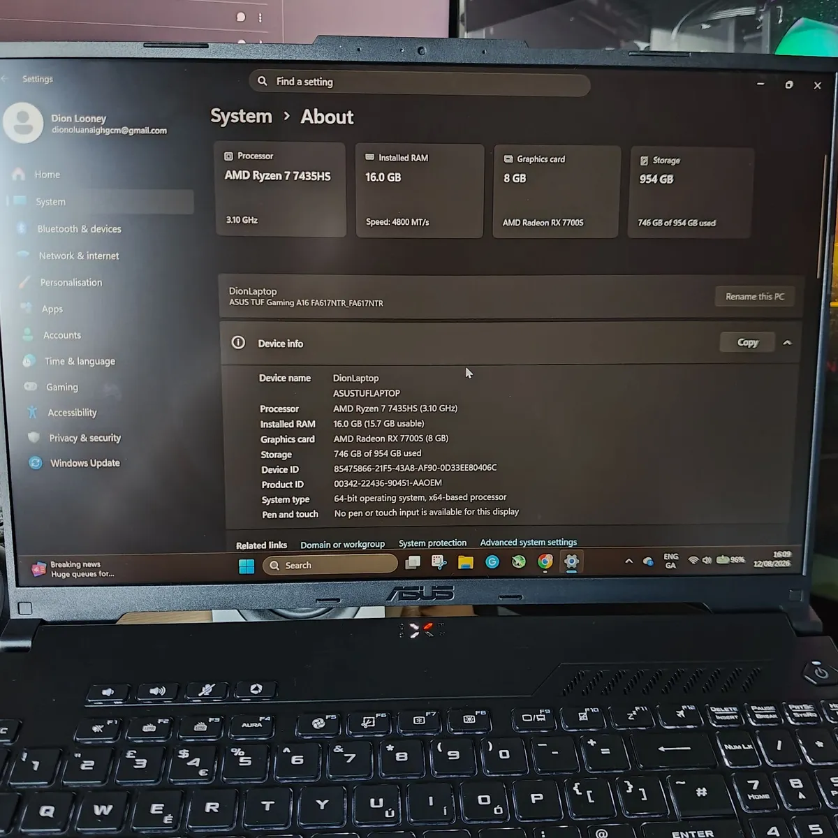 ASUS TUF Gaming A16 Advantage Edition – Ryzen 7 - Image 1