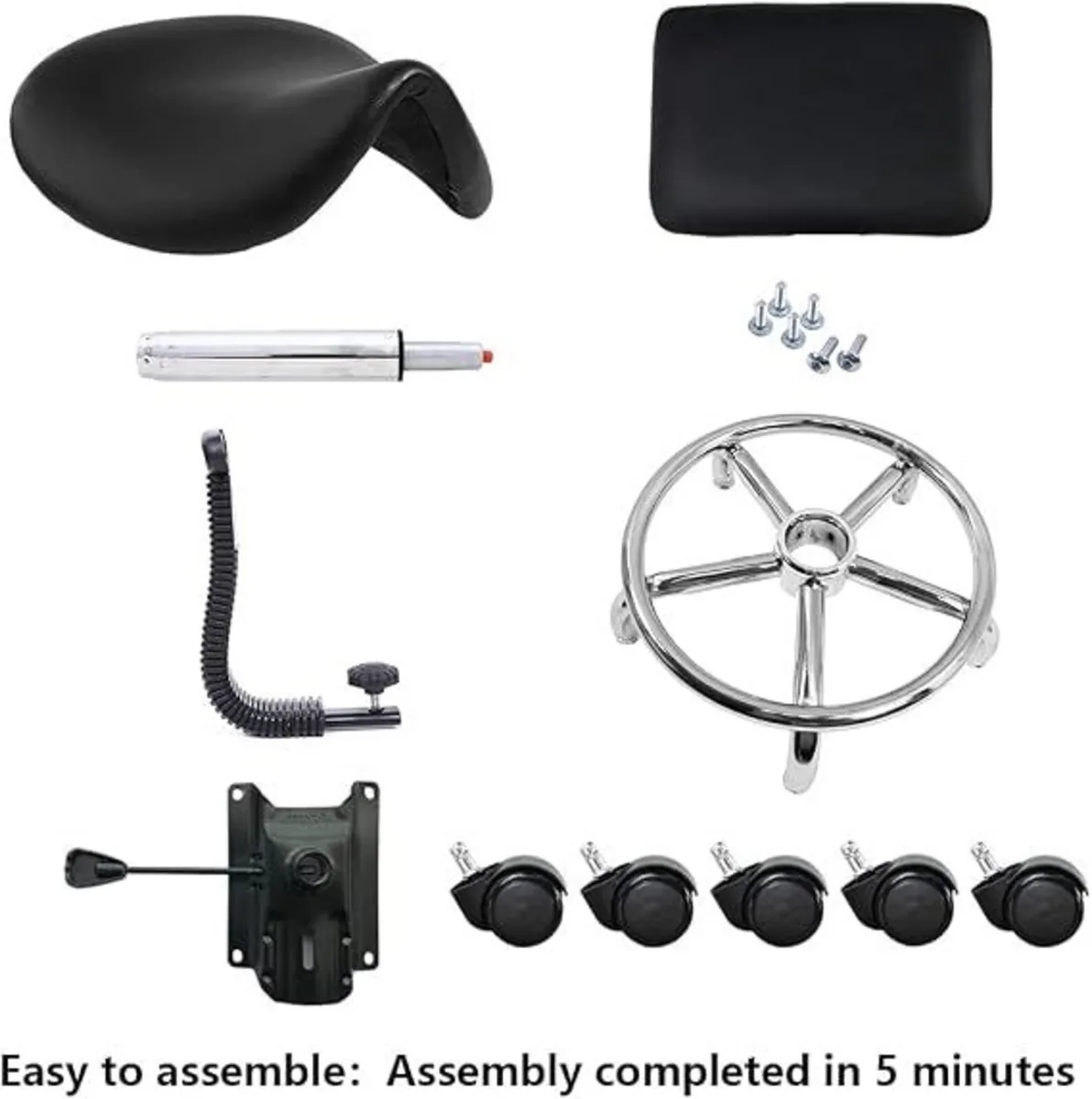 Saddle Stool Swivel Adjustable with Back Support - Image 3