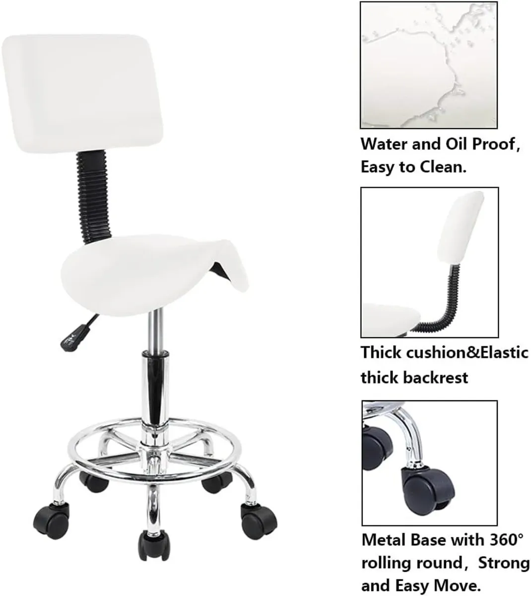 Saddle Stool Adjustable Swivel with Foot Rest - Image 1