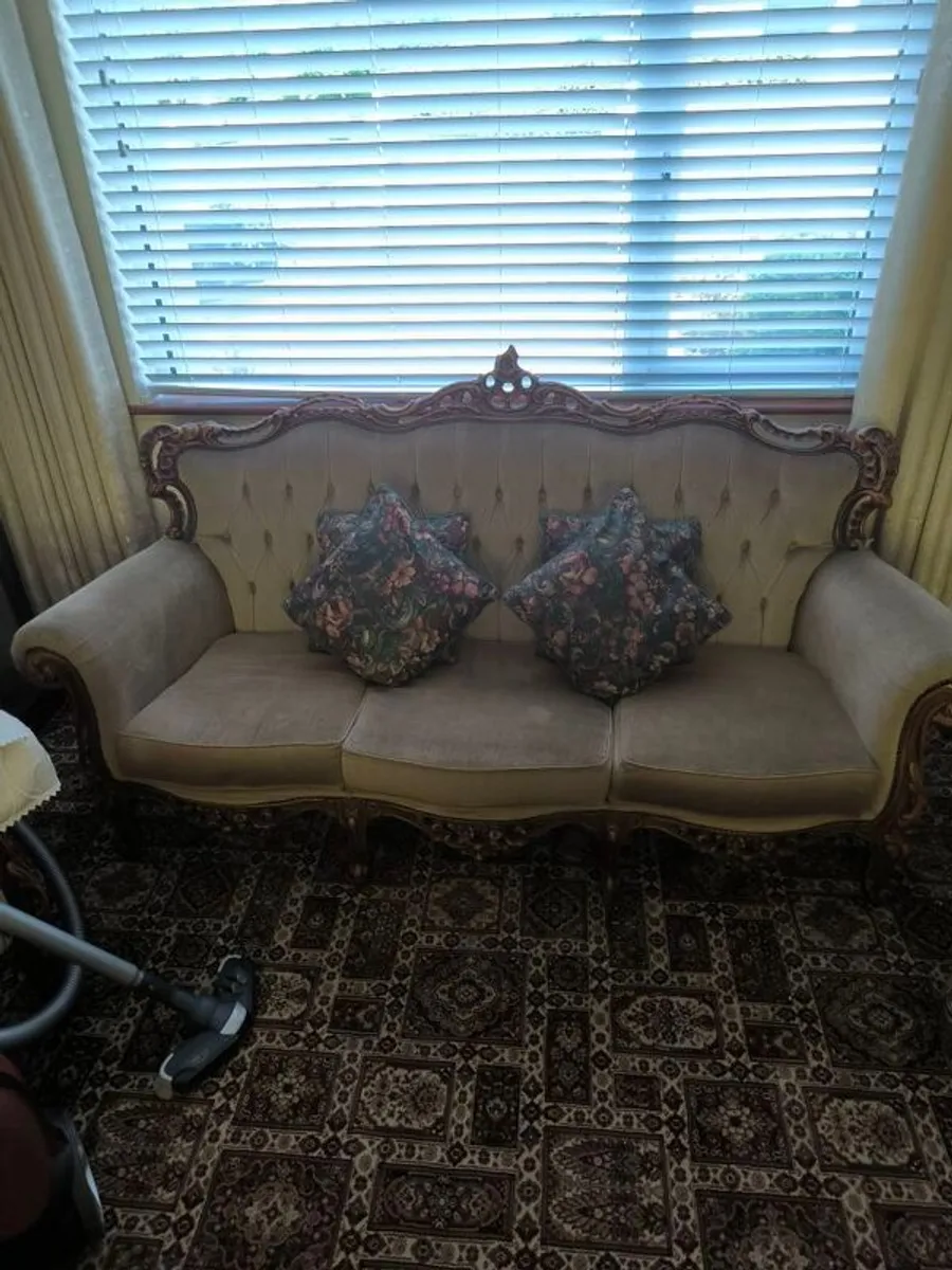 French Provincial-Style 3-Piece Living Room Suite (Sofa + 2 Armchairs) - Image 1