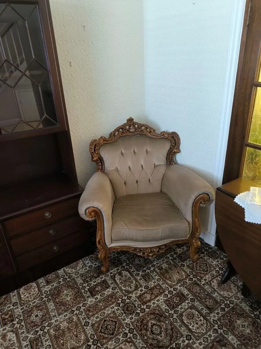 French Provincial-Style 3-Piece Living Room Suite (Sofa + 2 Armchairs) - Image 3