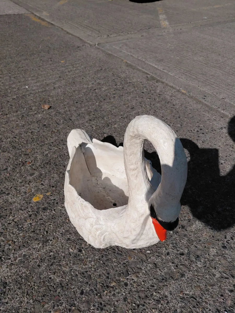 Large Heavy Cast‑Iron Swan Planters – Hand‑Painted - Image 1