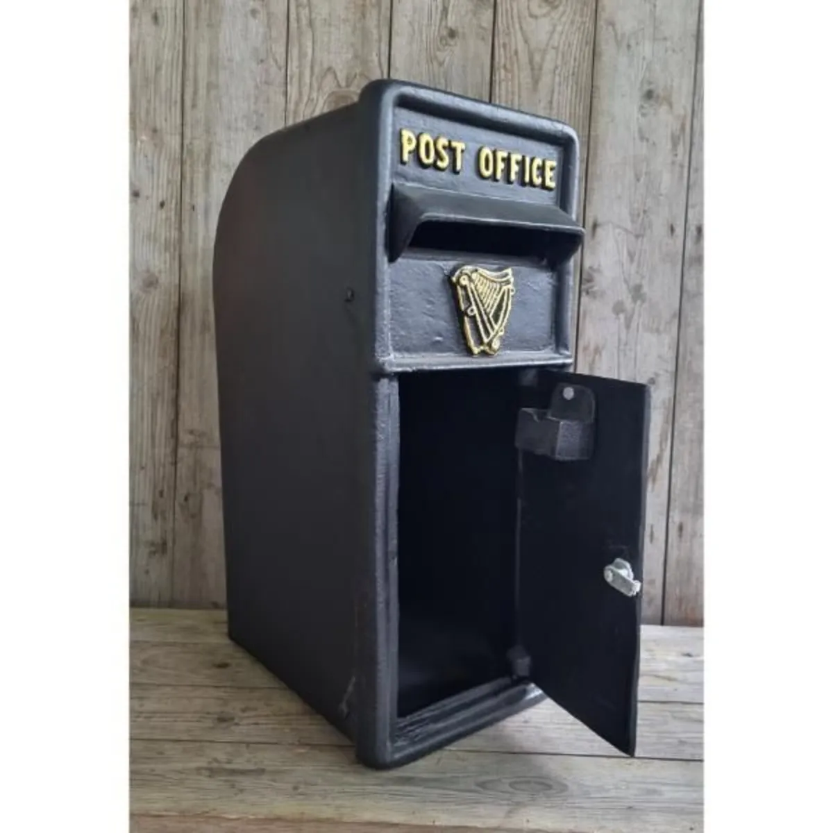 Cast Iron Post Box Large Big Harp Black CH R MB04 - Image 1