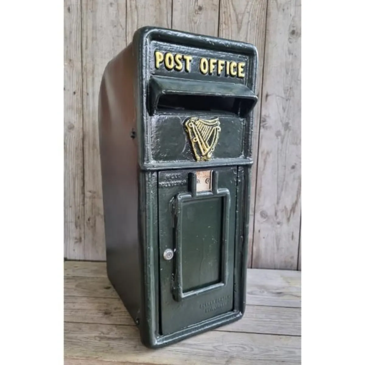 Cast Iron Post Box Large Big Harp Dark Green CH R - Image 1