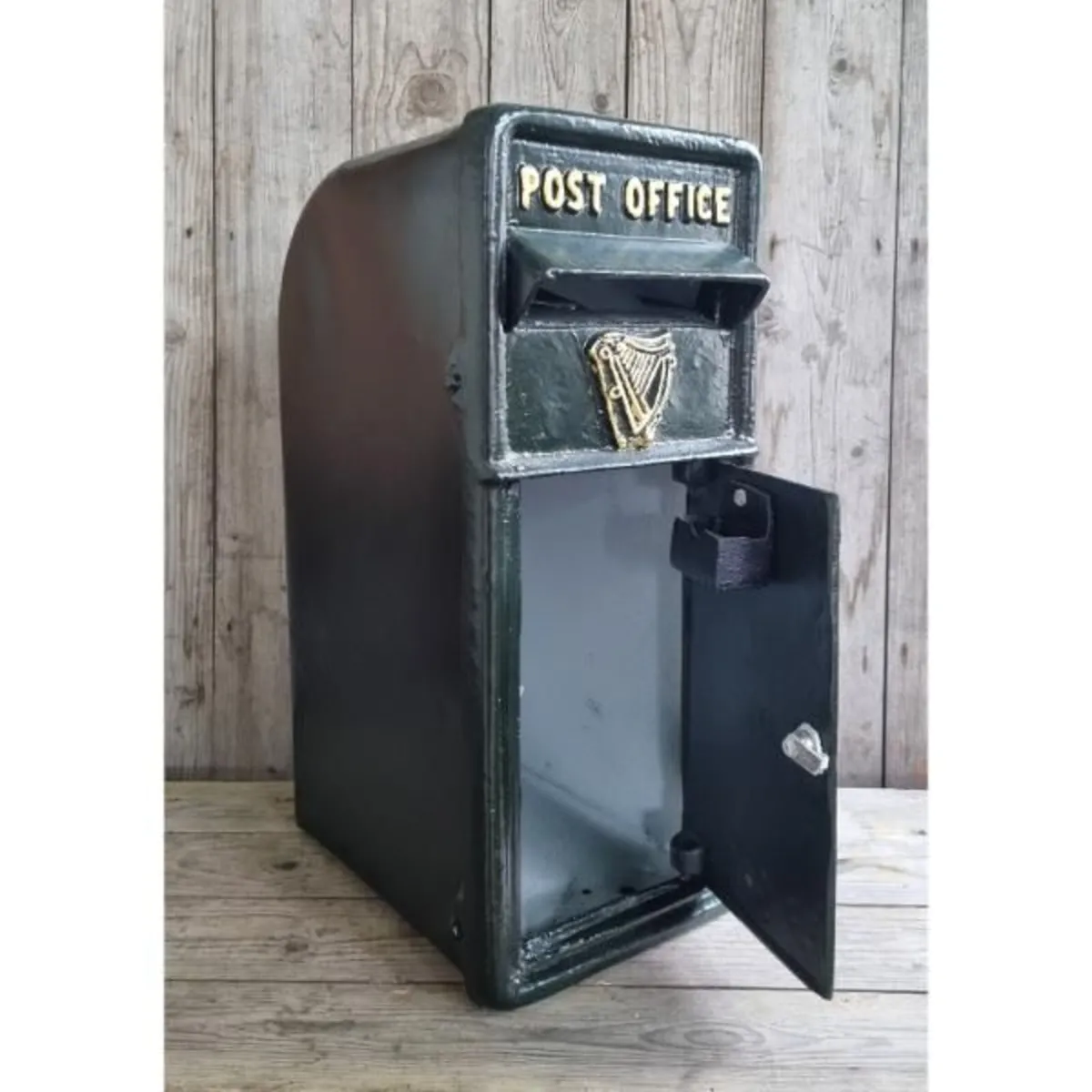 Cast Iron Post Box Large Big Harp Dark Green CH R - Image 2
