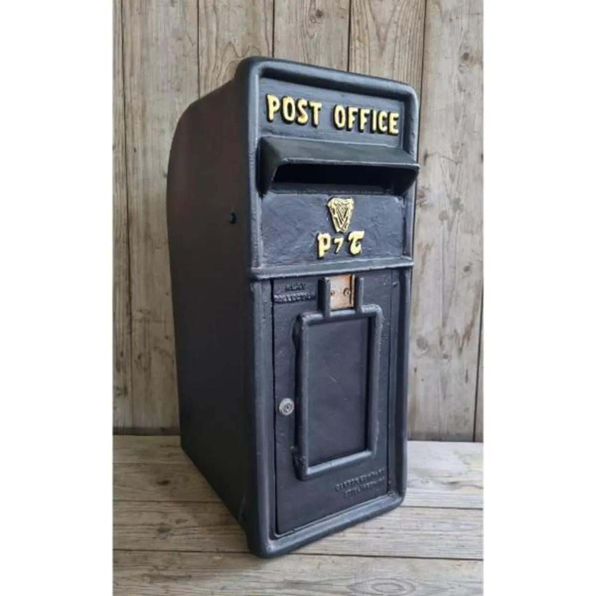 Cast Iron Post Box Large Small Harp Black CH R MB0 - Image 1