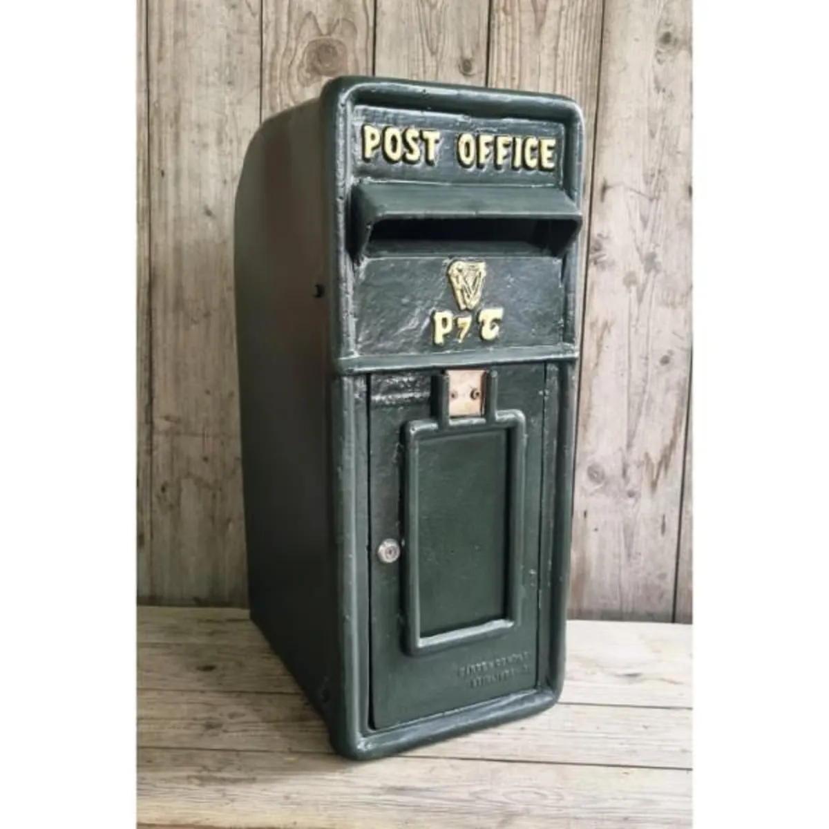 Cast Iron Post Box Large Small Harp Dark Green CH - Image 1