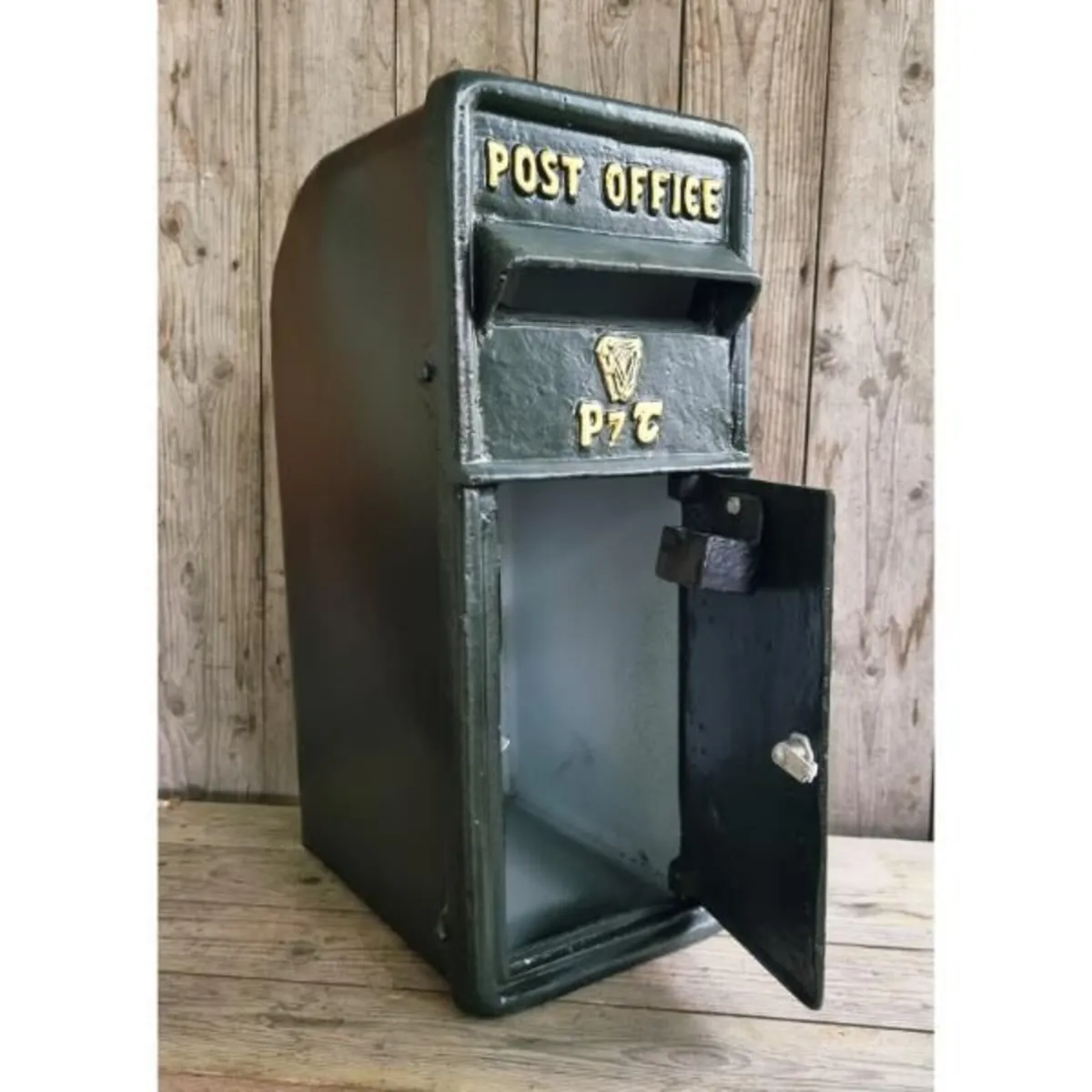 Cast Iron Post Box Large Small Harp Dark Green CH - Image 2