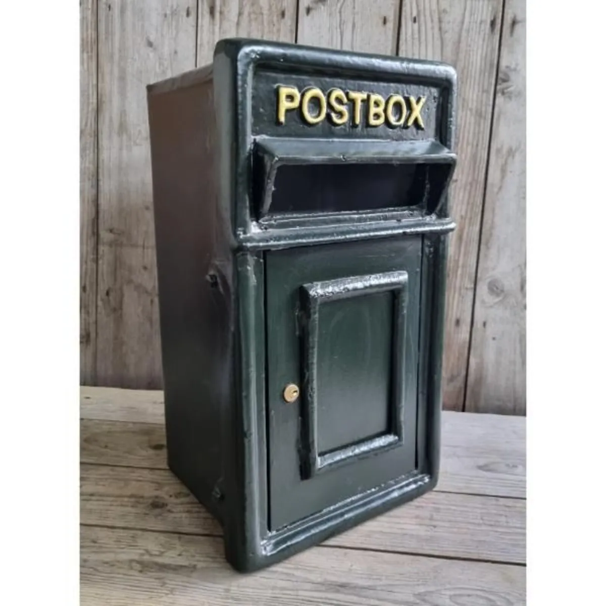 Post Box Small Cast Iron Dark Green Insert CH R MB - Image 1
