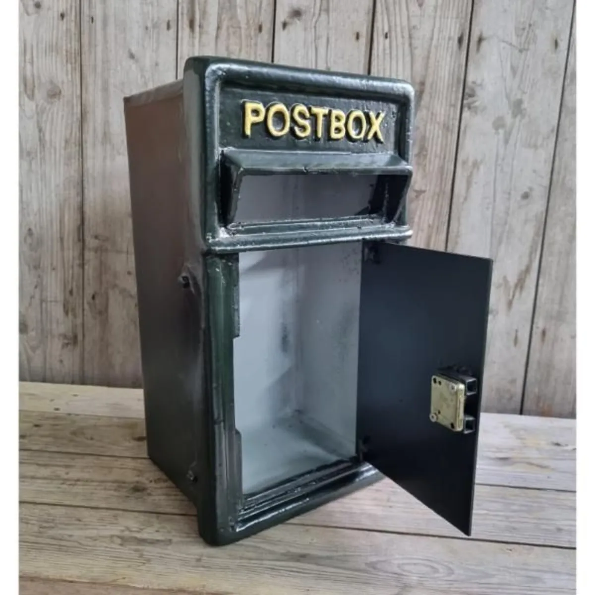 Post Box Small Cast Iron Dark Green Insert CH R MB - Image 2