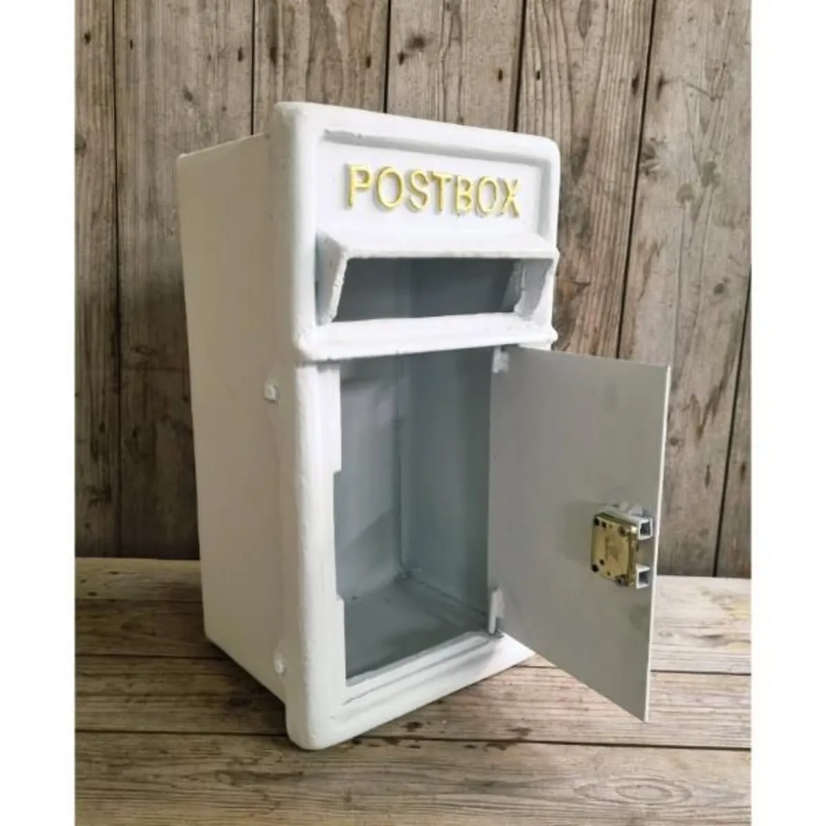 Post Box Small Cast Iron White Insert CH R MB10 W - Image 2