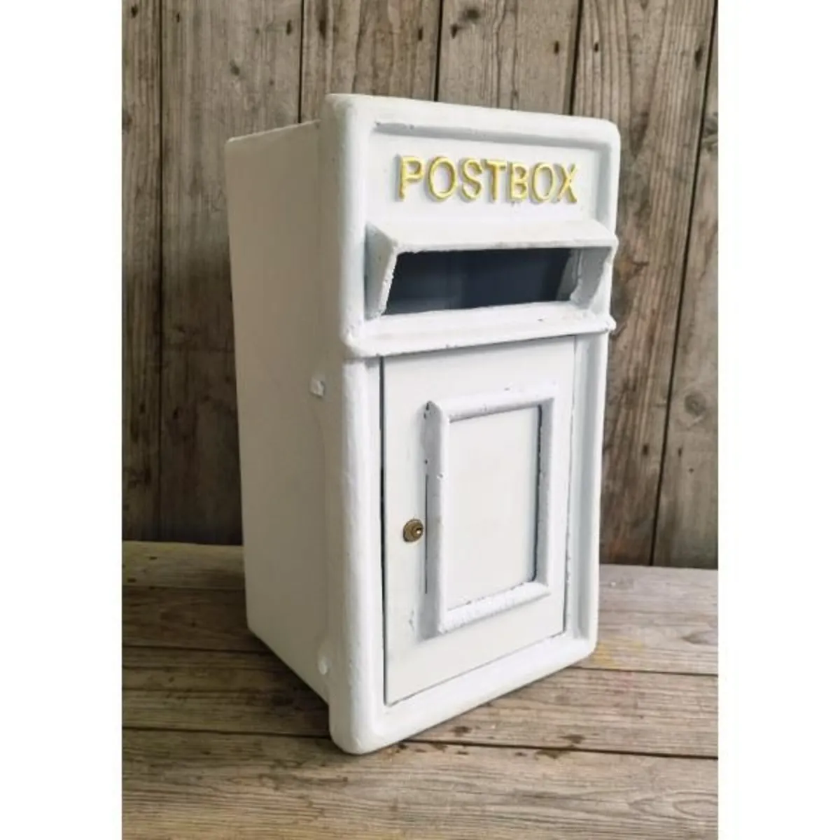 Post Box Small Cast Iron White Insert CH R MB10 W - Image 1